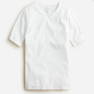 New J Crew Women White Slim Perfect Fit Short Sleeve Crew Neck Cotton T-shirt XS